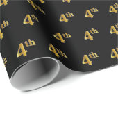 Black, Faux Gold 4de (vierde) gebeurtenis Cadeaupapier (Rol Hoek)