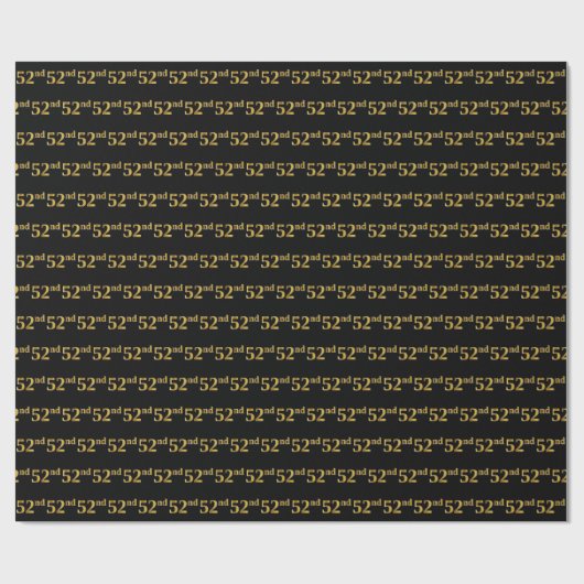 Black, Faux Gold 52e (52e) gebeurtenis Cadeaupapier (Vlak)