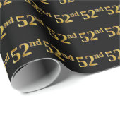 Black, Faux Gold 52e (52e) gebeurtenis Cadeaupapier (Rol Hoek)