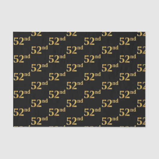 Black, Faux Gold 52e (52e) gebeurtenis Tissuepapier (Voorkant)