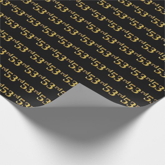 Black, Faux Gold 53e (53e) gebeurtenis Cadeaupapier (Hoek)