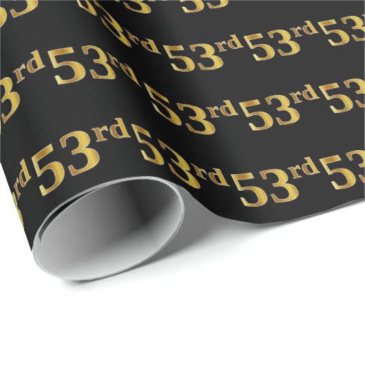 Black, Faux Gold 53e (53e) gebeurtenis Cadeaupapier (Rol Hoek)