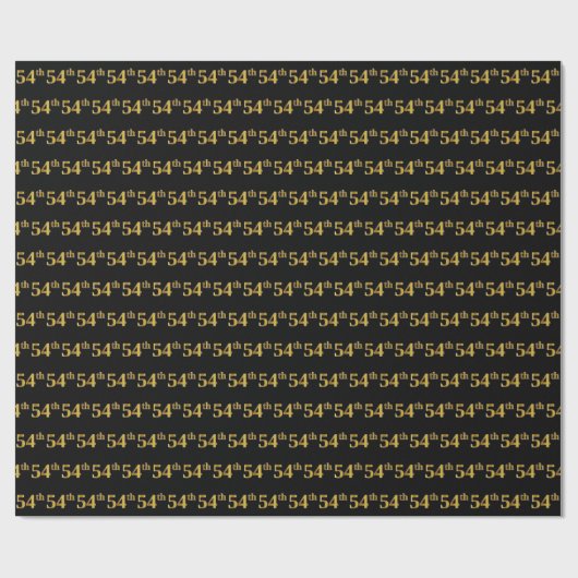 Black, Faux Gold 54th (54ste) event Cadeaupapier (Vlak)