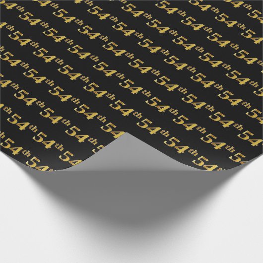 Black, Faux Gold 54th (54ste) event Cadeaupapier (Hoek)