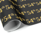 Black, Faux Gold 54th (54ste) event Cadeaupapier (Rol Hoek)
