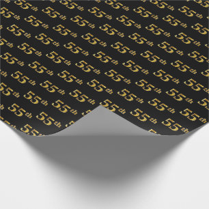 Black, Faux Gold 55th (55th) Event Cadeaupapier