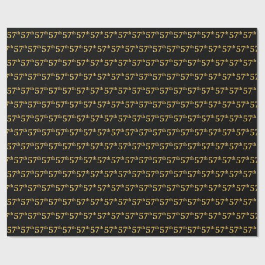 Black, Faux Gold 57th (57th) Event Cadeaupapier (Vlak)