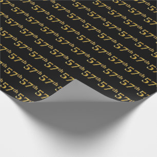Black, Faux Gold 57th (57th) Event Cadeaupapier