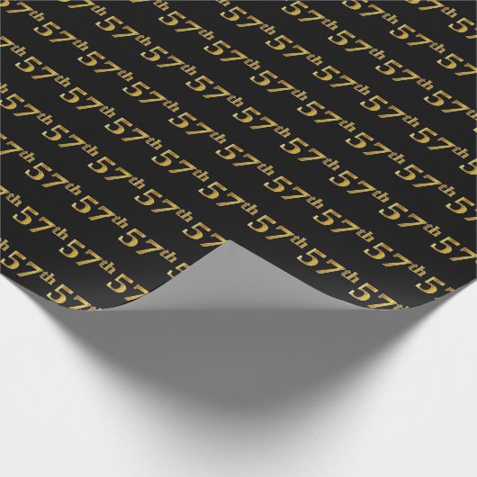 Black, Faux Gold 57th (57th) Event Cadeaupapier (Hoek)