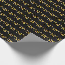 Black, Faux Gold 58th (58ste) event Cadeaupapier