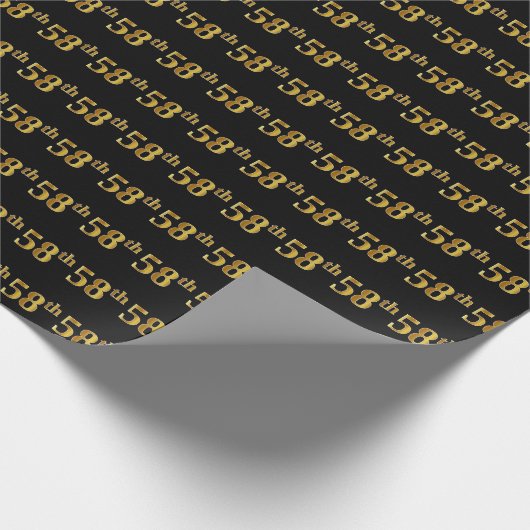 Black, Faux Gold 58th (58ste) event Cadeaupapier (Hoek)