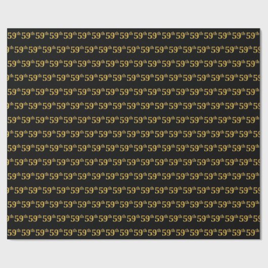 Black, Faux Gold 59th (59th) Event Cadeaupapier (Vlak)