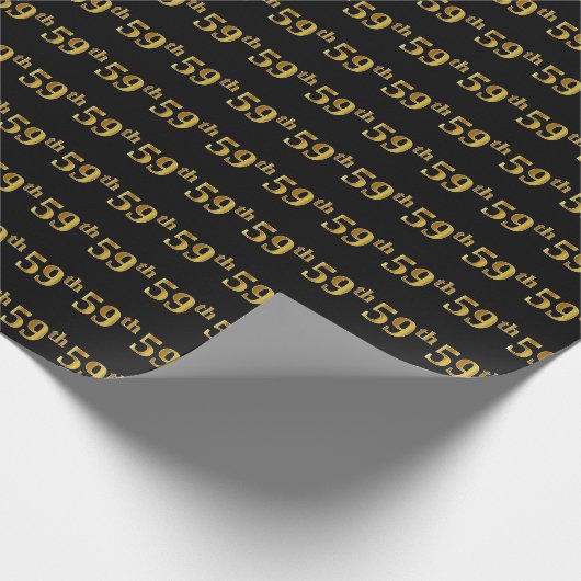Black, Faux Gold 59th (59th) Event Cadeaupapier (Hoek)