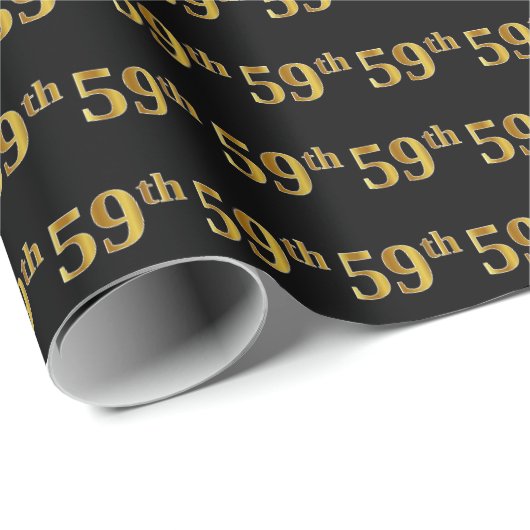 Black, Faux Gold 59th (59th) Event Cadeaupapier (Rol Hoek)