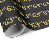 Black, Faux Gold 63e (63e) gebeurtenis Cadeaupapier (Rol Hoek)