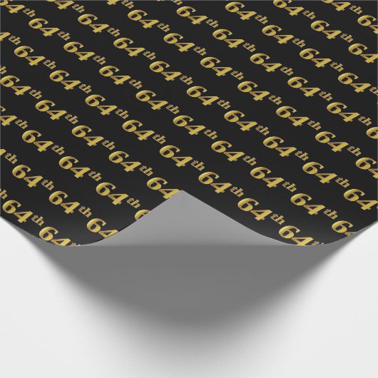 Black, Faux Gold 64th (64ste) event Cadeaupapier (Hoek)