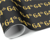 Black, Faux Gold 64th (64ste) event Cadeaupapier (Rol Hoek)