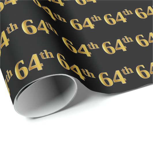 Black, Faux Gold 64th (64ste) event Cadeaupapier (Rol Hoek)