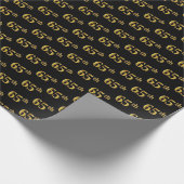 Black, Faux Gold 65th (65th) Event Cadeaupapier (Hoek)