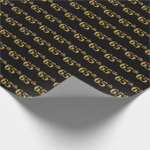 Black, Faux Gold 65th (65th) Event Cadeaupapier (Hoek)