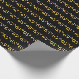 Black, Faux Gold 65th (65th) Event Cadeaupapier