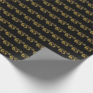 Black, Faux Gold 65th (65th) Event Cadeaupapier