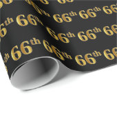 Black, Faux Gold 66th (66th) Event Cadeaupapier (Rol Hoek)