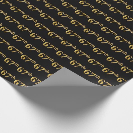 Black, Faux Gold 67th (67th) Event Cadeaupapier (Hoek)
