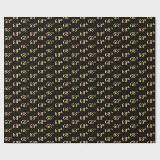 Black, Faux Gold 68th (68ste) event Cadeaupapier (Vlak)