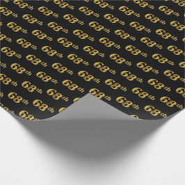 Black, Faux Gold 68th (68ste) event Cadeaupapier