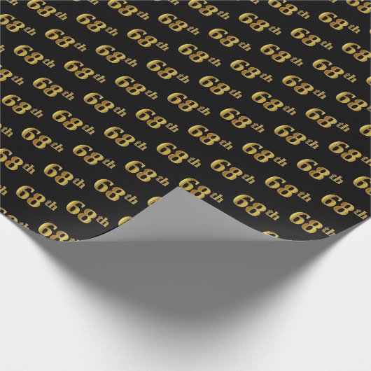 Black, Faux Gold 68th (68ste) event Cadeaupapier (Hoek)