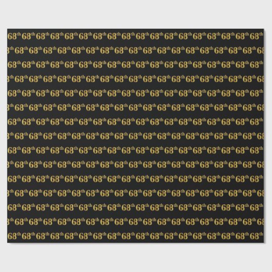 Black, Faux Gold 68th (68ste) event Cadeaupapier (Vlak)