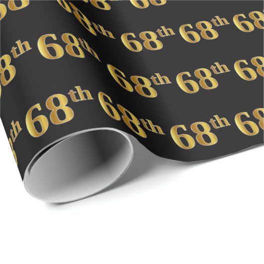 Black, Faux Gold 68th (68ste) event Cadeaupapier (Rol Hoek)