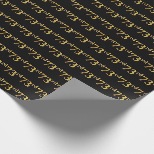 Black, Faux Gold 73e (73e) gebeurtenis Cadeaupapier (Hoek)
