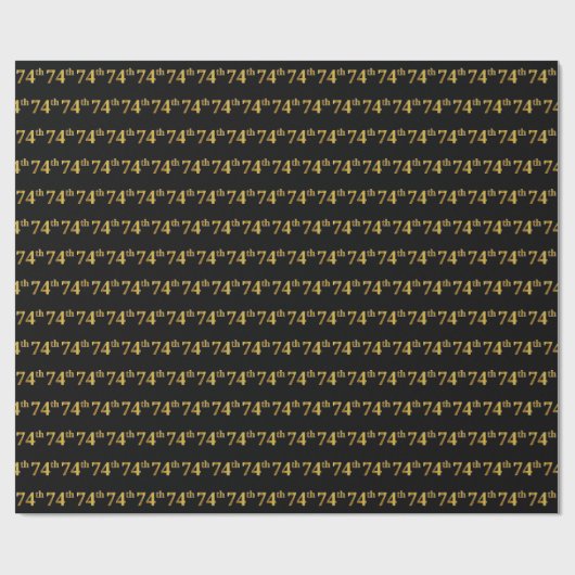 Black, Faux Gold 74e (74e) gebeurtenis Cadeaupapier (Vlak)