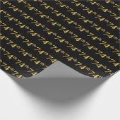 Black, Faux Gold 74e (74e) gebeurtenis Cadeaupapier (Hoek)