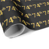 Black, Faux Gold 74e (74e) gebeurtenis Cadeaupapier (Rol Hoek)