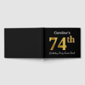 Black, Faux Gold 74th Birthday Party + aangepaste  Gastenboek (Volledig)