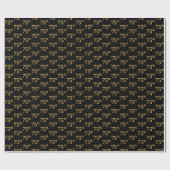 Black, Faux Gold 75th (vijfenzeventig) event Cadeaupapier (Vlak)