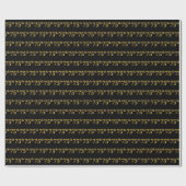 Black, Faux Gold 75th (vijfenzeventig) event Cadeaupapier (Vlak)