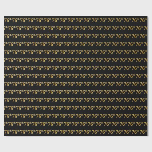 Black, Faux Gold 76th (Zesenzeventig) event Cadeaupapier (Vlak)