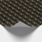 Black, Faux Gold 76th (Zesenzeventig) event Cadeaupapier (Hoek)