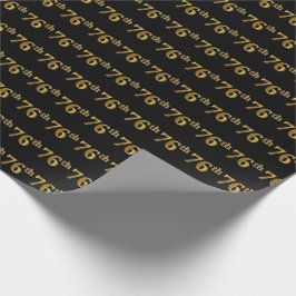 Black, Faux Gold 76th (Zesenzeventig) event Cadeaupapier
