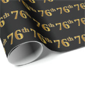 Black, Faux Gold 76th (Zesenzeventig) event Cadeaupapier (Rol Hoek)