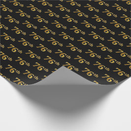 Black, Faux Gold 76th (Zesenzeventig) event Cadeaupapier