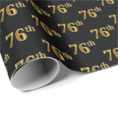 Black, Faux Gold 76th (Zesenzeventig) event Cadeaupapier (Rol Hoek)
