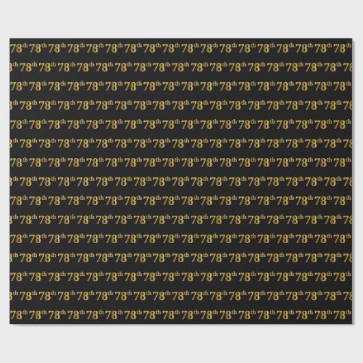 Black, Faux Gold 78th (78ste) event Cadeaupapier (Vlak)