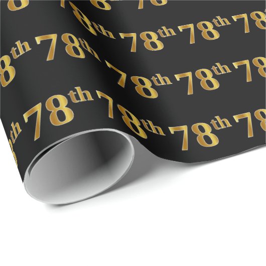 Black, Faux Gold 78th (78ste) event Cadeaupapier (Rol Hoek)