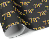 Black, Faux Gold 78th (78ste) event Cadeaupapier (Rol Hoek)