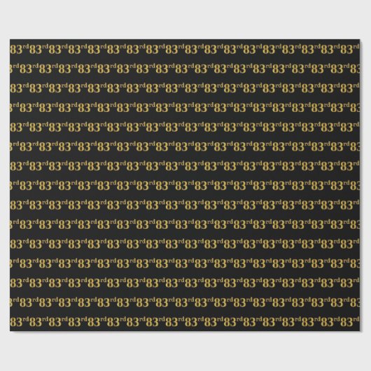 Black, Faux Gold 83rd (80-derde) event Cadeaupapier (Vlak)